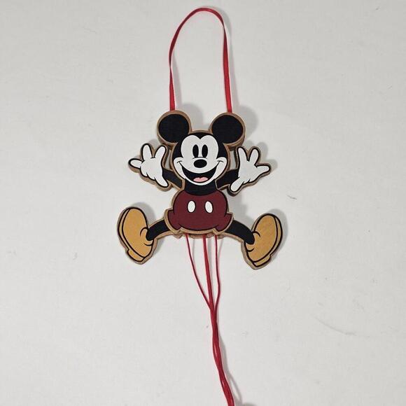 1990 DISNEY MICKEY MOUSE MARIONETTE PULL STRING ORNAMENT WOOD VINTAGE - Picture 2 of 11